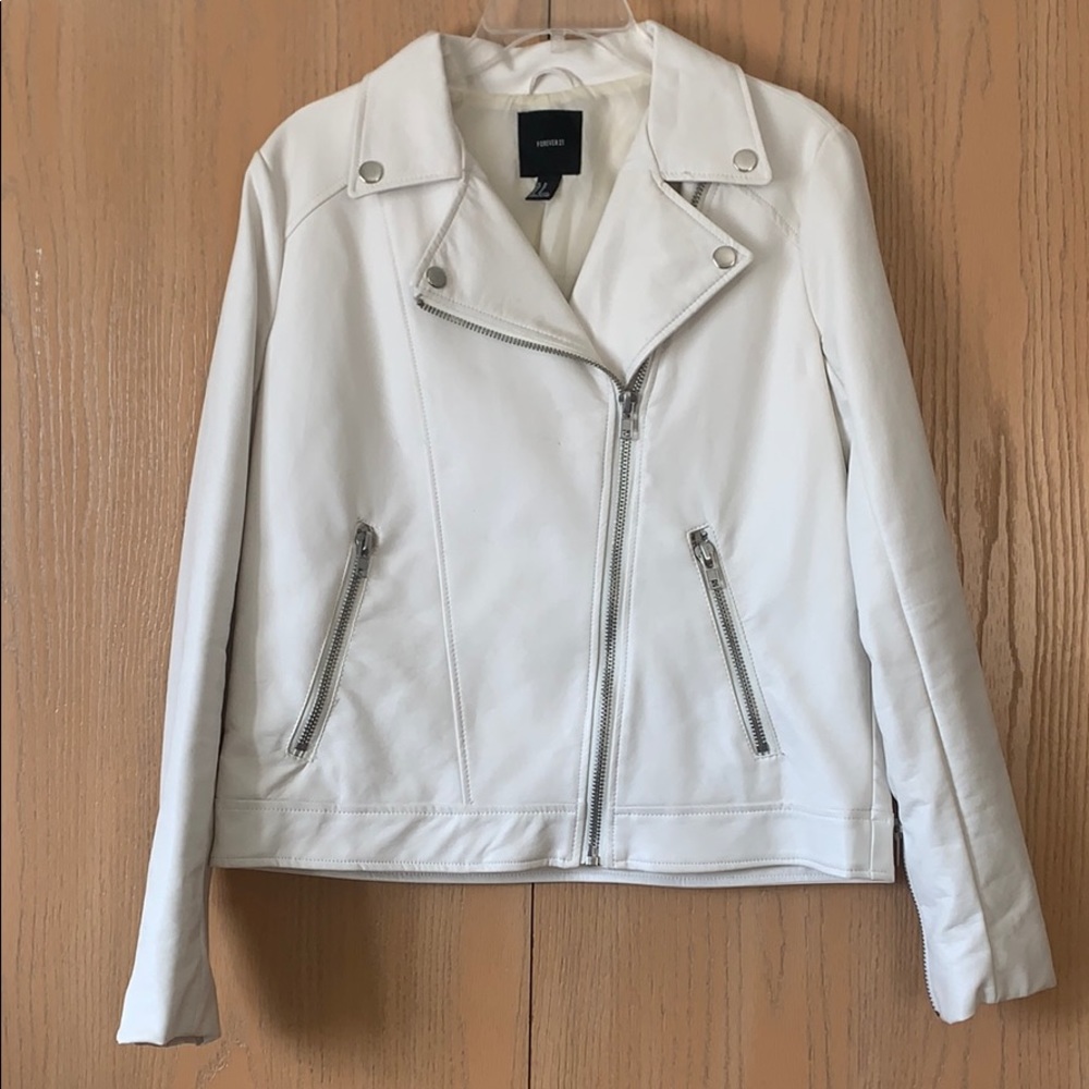 White Faux Leather Jacket